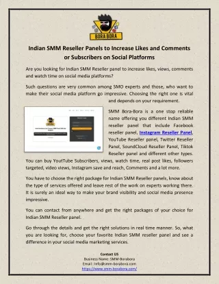 Indian SMM Reseller Panels to Increase Likes and Comments or Subscribers on Social Platforms