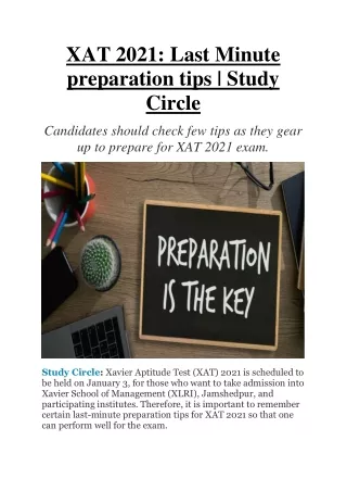 XAT 2021 - Last Minute Preparation Tips | Study Circle