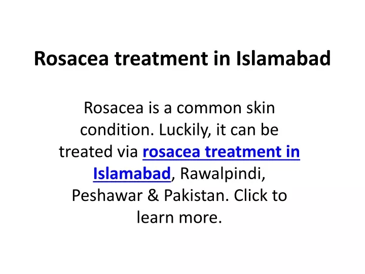 rosacea treatment in islamabad