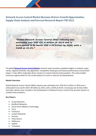 network access control market revenue drivers