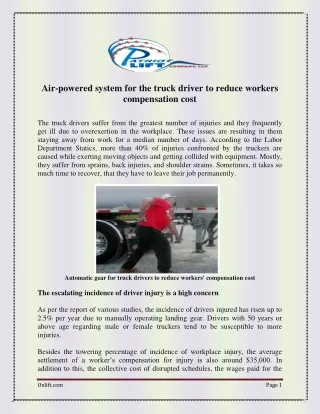 air powered system for the truck driver to reduce