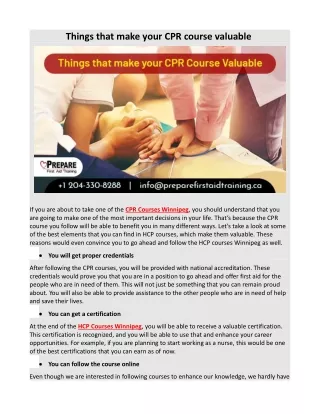 things that make your cpr course valuable