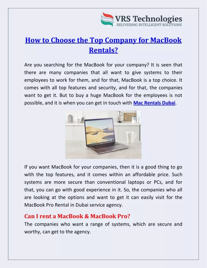 how to choose the top company for macbook rentals