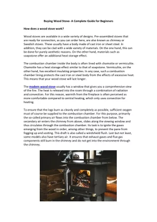 Buying Wood Stove- A Complete Guide for Beginners