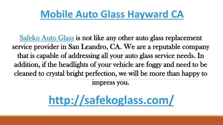 mobile auto glass hayward ca