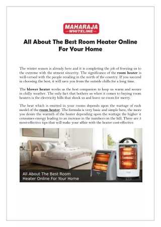 All About The Best Room Heater Online For Your Home