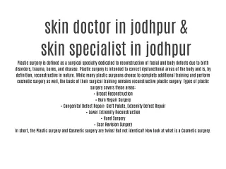 Skin doctor in jodhpur & skin specialist in jodhpur