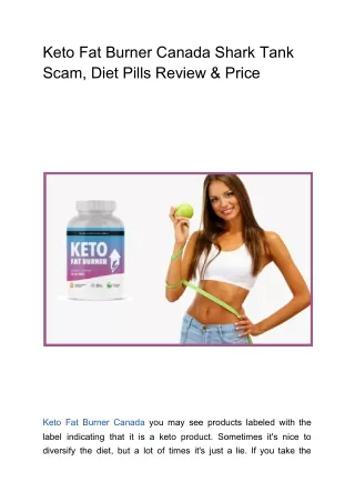 Keto Fat Burner Canada Shark Tank Scam, Diet Pills Review & Price