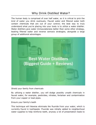 Why Drink Distilled Water