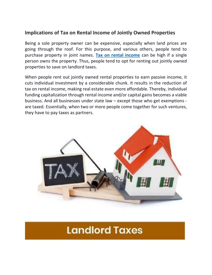 implications of tax on rental income of jointly