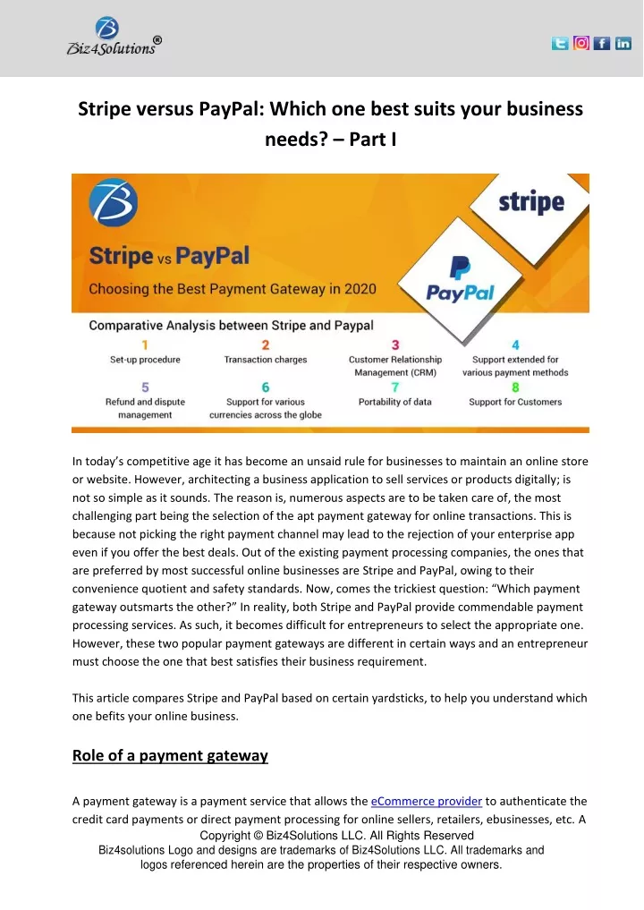 stripe versus paypal which one best suits your