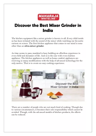 Discover the Best Mixer Grinder in India