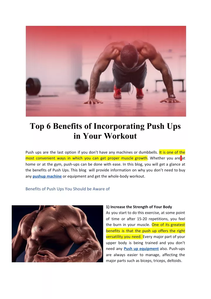 top 6 benefits of incorporating push ups in your