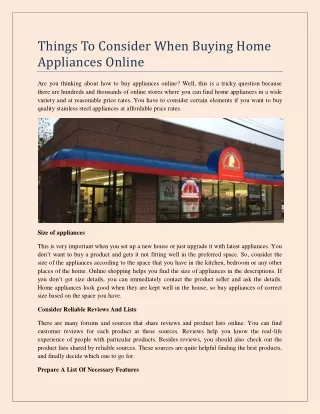Things To Consider When Buying Home Appliances Online