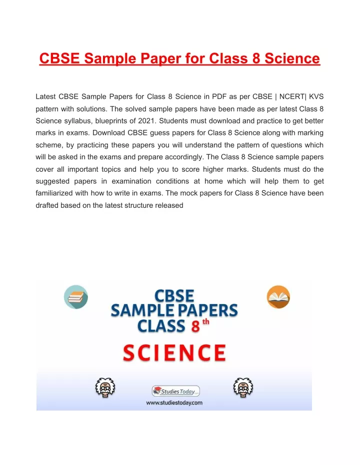 cbse sample paper for class 8 science pattern