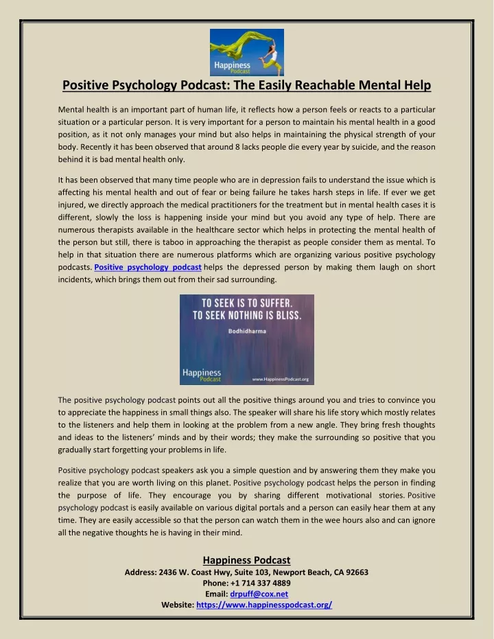positive psychology podcast the easily reachable