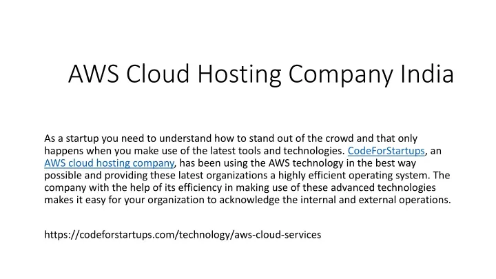 aws cloud hosting company india