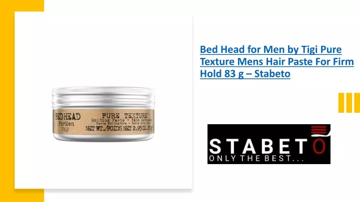bed head for men by tigi pure texture mens hair paste for firm hold 83 g stabeto