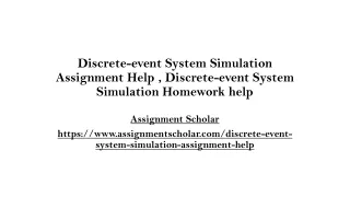 Discrete-event System Simulation Assignment Help