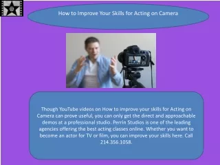 how to improve your skills for acting on camera
