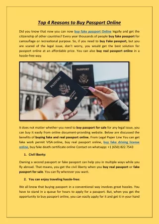 Top 4 Reasons to Buy Passport Online