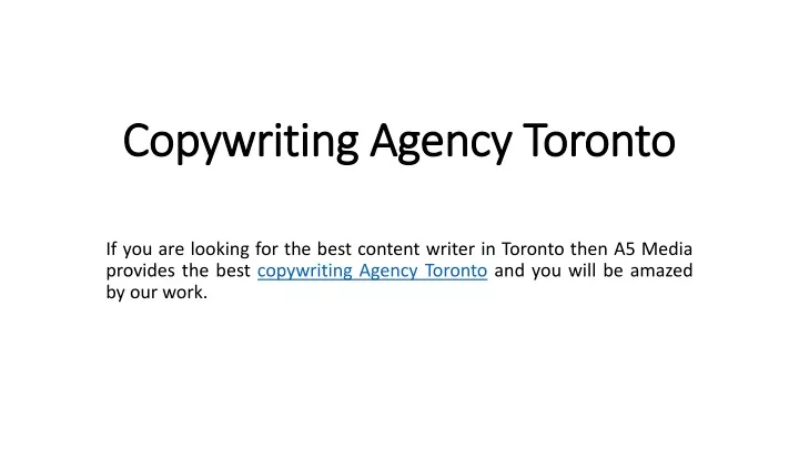 copywriting agency toronto