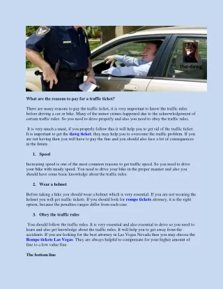 what are the reasons to pay for a traffic ticket