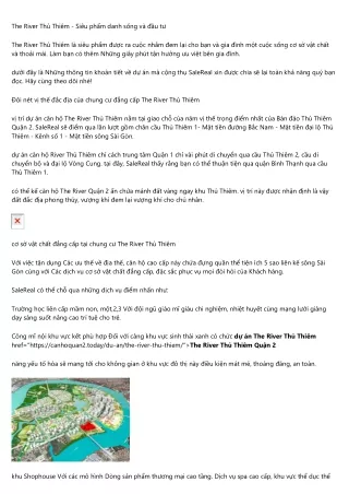 Chủ đầu tư The River Thủ Thiêm là đơn vị nào? Có uy tín?