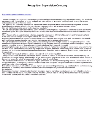recognition supervision company