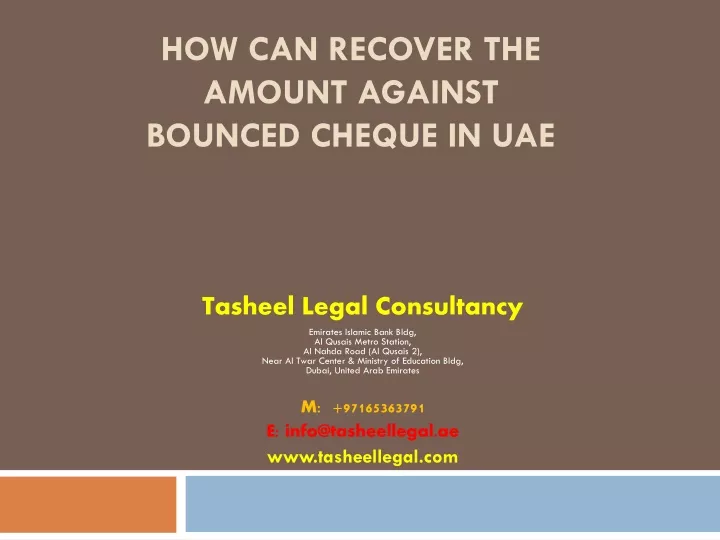 how can recover the amount against bounced cheque in uae