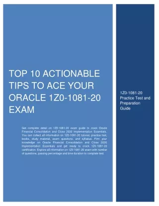 Top 10 Actionable Tips to Ace Your Oracle 1Z0-1081-20 Exam