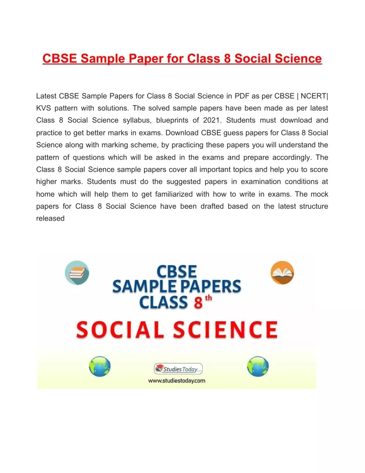 cbse sample paper for class 8 social science