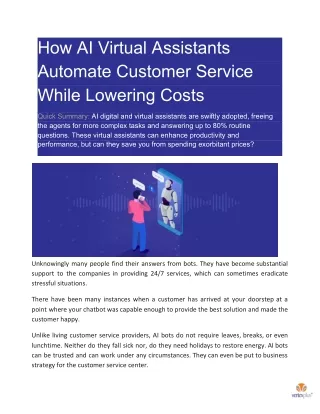 How AI Virtual Assistants Automate Customer Service While Lowering Costs