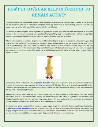 how pet toys can help in your pet to remain active