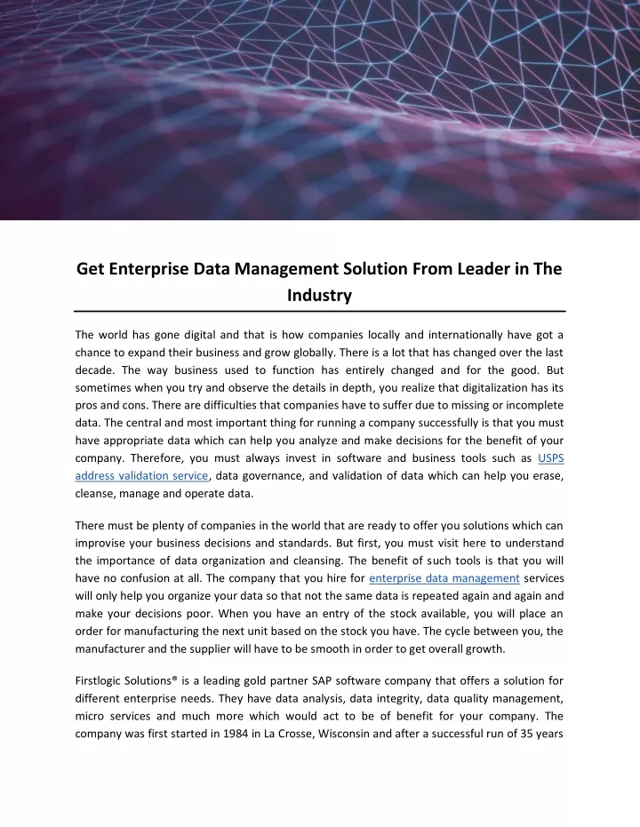 get enterprise data management solution from