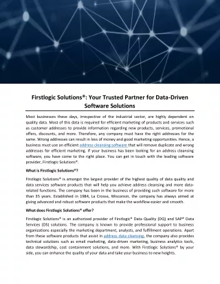 Firstlogic Solutions®: Your Trusted Partner for Data-Driven Software Solutions