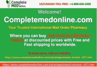 Anti Alcohol Medicine Online-CompleteMedOnline