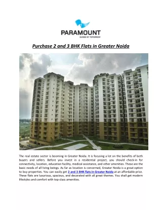 purchase 2 and 3 bhk flats in greater noida