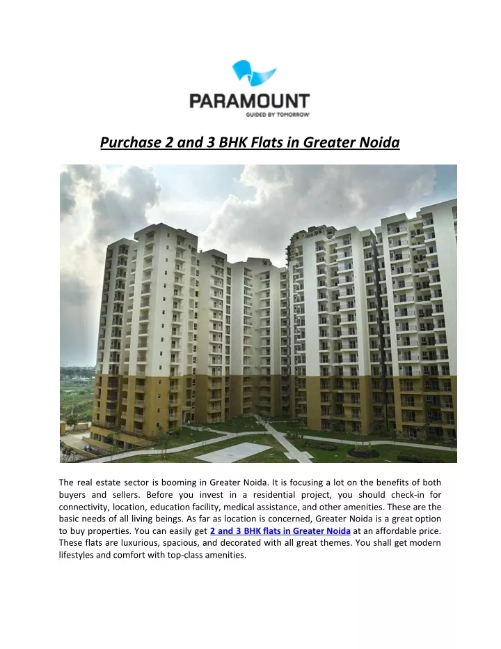 purchase 2 and 3 bhk flats in greater noida