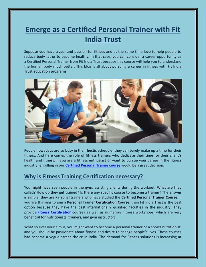 emerge as a certified personal trainer with