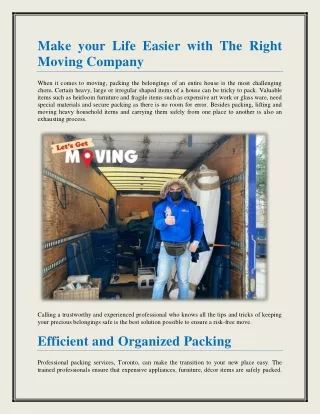 Make your Life Easier with The Right Moving Company