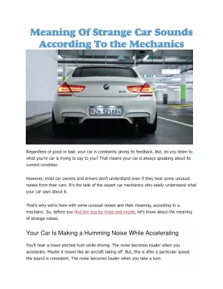 meaning of strange car sounds according