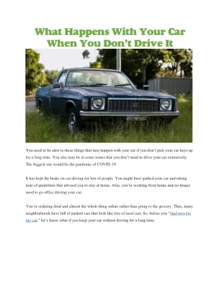 what happens with your car when you don t drive it