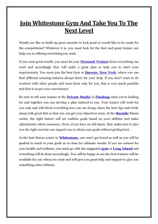 join whitestone gym and take you to the next level