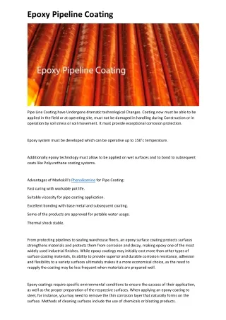 Epoxy Pipeline Coating