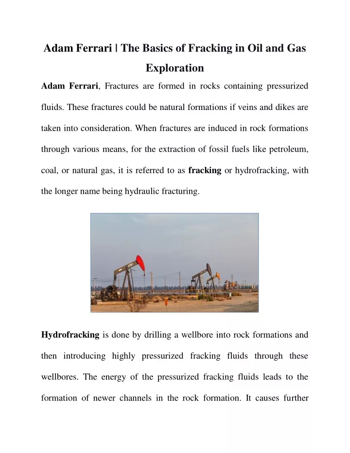 adam ferrari the basics of fracking in oil and gas