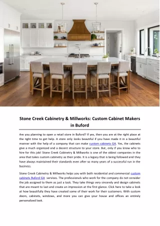 Stone Creek Cabinetry & Millworks- Custom Cabinet Makers in Buford