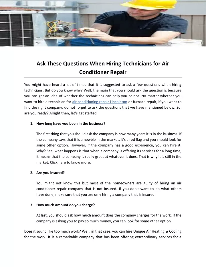 ask these questions when hiring technicians
