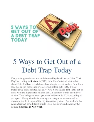 5 Ways To Get Out Of A Debt Trap Today