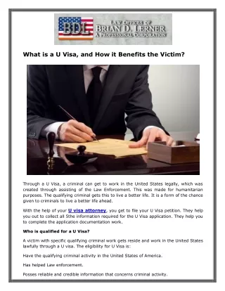 What is a U Visa, and How it Benefits the Victim?